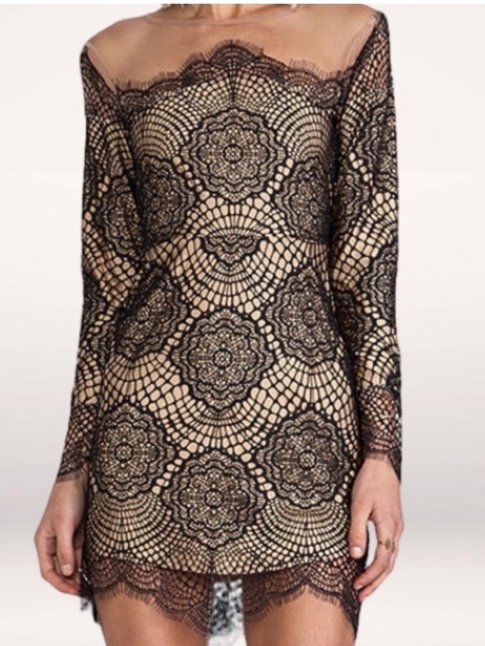 For Love and Lemons Grace Long Sleeve Lace mini Dress small